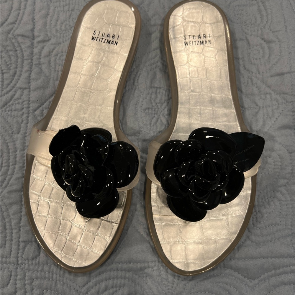 STUART WEITZMAN NWOT bloom jelly sandal clear and black size 9